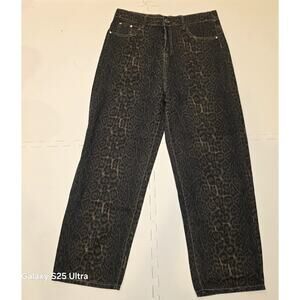 NWOT Poni Track, high rise, cheetah print, straight leg, mom jeans sz XXL